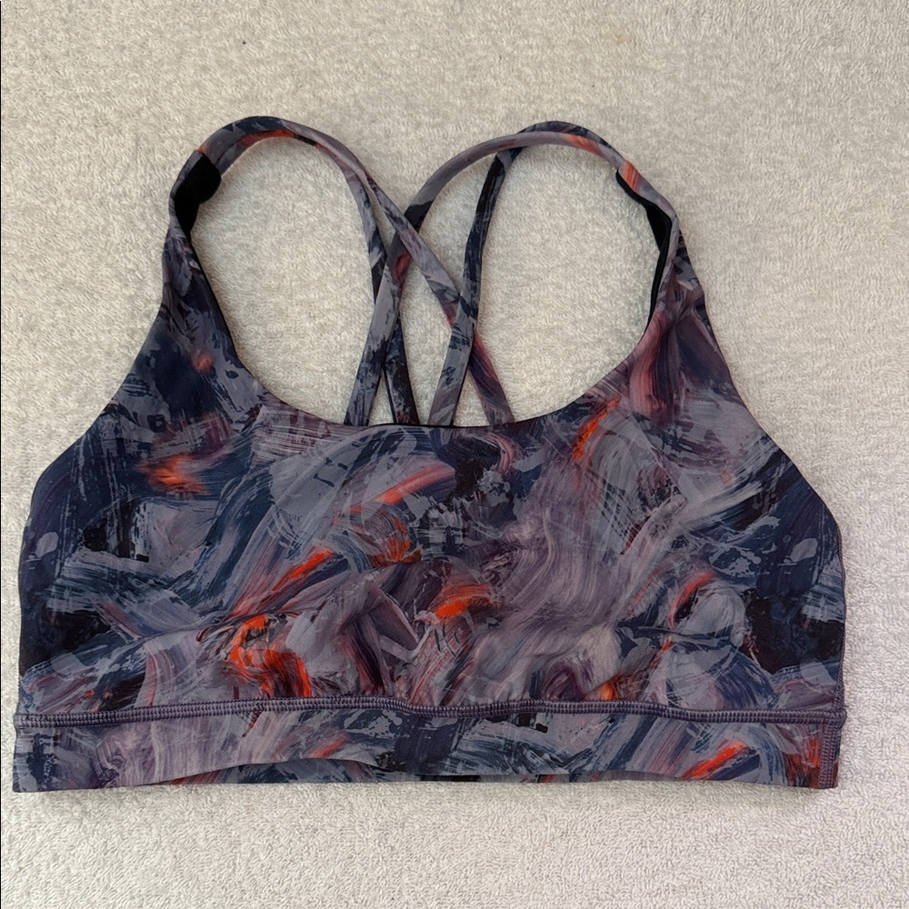 Lululemon Energy Atsmopheric Purple Multi Sport Bra Strappy W2AYSS Yoga Luxtreme